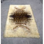 A small Scandinavian Rya shag pile rug 147 x 90 cm.