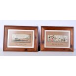 A pair of Stevengraph pictures , trains and horse carriage related 5 x 15 cm..