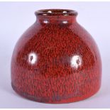 A CHINESE RED GLAZED BEE HIVE BRUSH WASHER 20th Century. 13 cm wide.