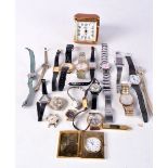 TWO TRAVEL CLOCKS AND TWENTY WATCHES (22)