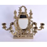A LARGE EARLY 20TH CENTURY CONTINENTAL SILVERED BRONZE ROCOCO MIRROR. 36 cm x 36 cm.