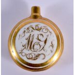 AN EARLY 19TH CENTURY EUROPEAN GILT PAINTED PORCELAIN SCENT BOTTLE French or English. 7.5 cm x 6 cm.