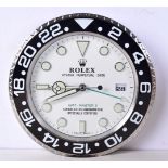 A ROLEX SHOP DISPLAY ADVERTISING WALL CLOCK. 33 cm diameter.