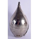 A 19TH CENTURY MIDDLE EASTERN ISLAMIC SILVER TINTED HOOKAH PIPE BASE. 20 cm x 10 cm.