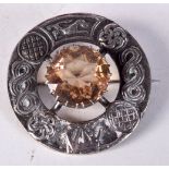 A SILVER CAIRNGORM BROOCH HALLMARKED GLASGOW 1949. 4.7cm x 1.1cm, weight 31.1gf