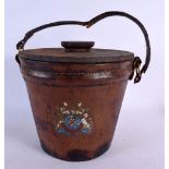 AN ANTIQUE LEATHER BUCKET. 35 cm x 22 cm.