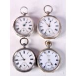 THREE HALLMARKED SILVER CASED POCKET WATCHES TOGETHER WITH ANOTHER. (4), TOTAL WEIGHT 452G