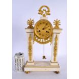 A LARGE 19TH CENTURY FRENCH ORMOLU AND MARBLE MANTEL CLOCK. 40 cm x 18 cm.