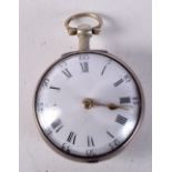 J RICHARDS , LONDON. A SILVER KEY WIND PAIR CASE POCKET WATCH. Case hallmarked London 1767. Watch