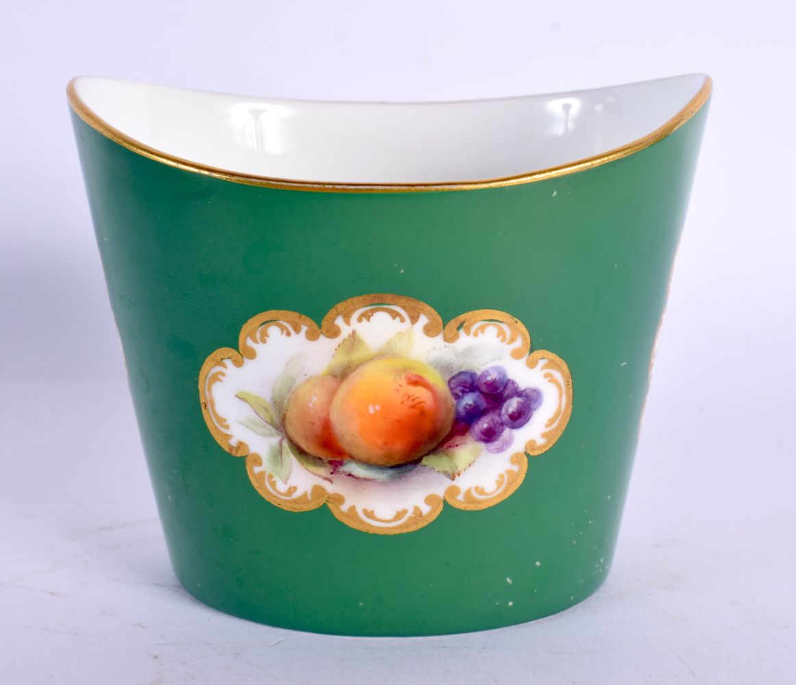 ROYAL WORCESTER OVAL VASE, PAINTED BY COLE, SIGNED, WITH ALTERNATING CARTOUCHES OF RIPE FRUIT AND FL