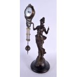 A CONTEMPORARY BRONZE DIANA MYSTERY CLOCK. 32 cm high.