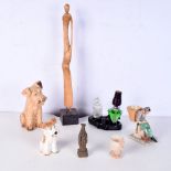Miscellaneous collection , Ceramics, Lamp. Wooden sculpture etc largest 50 cm (Qty).
