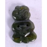 A NEW ZEALAND MAORI JADE TIKI PENDANT. 3 cm x 2 cm.