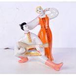 A Pre Soviet Polonsky porcelain figurine of a dancer and a musician 16 cm.