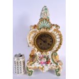 A FINE LARGE MID 19TH CENTURY FRENCH PORCELAIN ROCOCO MANTEL CLOCK Attributed to Jacob Petit. 40 cm