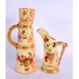 TWO ROYAL WORCESTER PORCELAIN JUGS. Largest 23.5 cm high. (2)