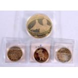FOUR YELLOW METAL PROOF COINS. (4)