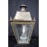 A large copper and glass wall mounted lantern possibly French 60cm .