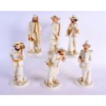 SIX ROYAL WORCESTER PORCELAIN FIGURES. 20 cm high. (6)