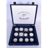 A CASED SET OF SILVER PROOF COINS. 355 grams. (qty)