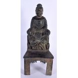 AN UNUSUAL CHINESE QING DYNASTY POLYCHROMED BRONZE BUDDHA Wei Dynasty style, surrenly modelled with