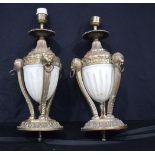 A pair of marble and ormolu lamp stands 53 cm (2).