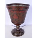 A large 19th Century bronze enamelled Indian Temple cup 26 x 19 cm.