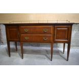 A mid-Century veneered wooden sideboard with a brass gallery top. 97 x 160 x 51cm.