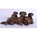 A LOVELY 19TH CENTURY BLACK FOREST BAVARIAN DOG AND PUPPY GROUP in the manner of Walter Mader. 24 cm