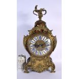 A 19TH CENTURY FRENCH BRONZE MOUNTED BOULLE TORTOISESHELL CLOCK with floral overlaid vines. 50 cm x