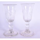 TWO VICTORIAN GLASSES. 11.5 cm high. (2)