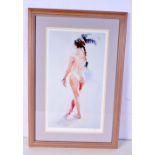 A framed print of a nude female by 'Paul Riley'. 47 x 27cm.