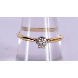AN 18CT GOLD SOLITAIRE DIAMOND RING. Size P, weight 2.1g