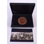 A COPPER PISTRUCCI WATERLOO MEDALLION. 120 grams. 7 cm wide.