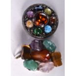 TWO VINTAGE GEM STONE BROOCHES. 37 grams. 4.5 cm x 2.75 cm. (2)