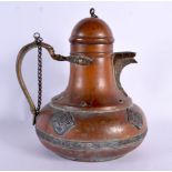 AN ANTIQUE MIDDLE EASTERN MIXED METAL COFFEE POT. 18 cm x 14 cm.