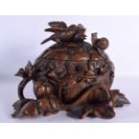 A 19TH CENTURY BAVARIAN BLACK FOREST PUMPKIN CASKET of naturalistic form. 24 cm x 22 cm.