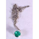 A FINE 18CT GOLD WHITE GOLD 2CT COLUMBIAN EMERALD NECKLACE. 4 grams. 40 cm long.