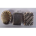 THREE VINTAGE VESTA CASES. 85 grams. 5.5 cm x 4 cm. (3)