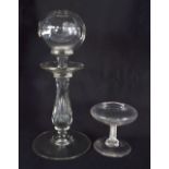 TWO ANTIQUE LACE MAKING GLASS STAND. Largest 21 cm high. (2)