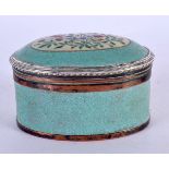 AN ANTIQUE INDIAN MIXED METAL INDIAN BOX decorated with flowers. 8.75 cm x 6 cm.