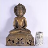 A LARGE 19TH CENTURY INDIAN BRONZE FIGURE OF A BUDDHA modelled holding a censer. 40 cm x 20 cm.