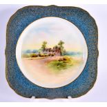 Royal Worcester fine plate painted with “Anne Hathaway's Cottage” James Hendry, signed C.1933 21cm D