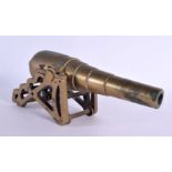 A HEAVY ANTIQUE BRONZE DESK CANNON. 27 cm x 8 cm.