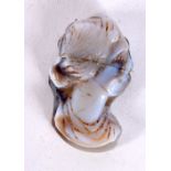 A small carved hardstone boulder in the form of a classical woman 4cm