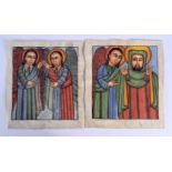 Continental School (17th/18th Century) Pair, double sided, Religious figures, vellum. 28 cm x 25 cm.