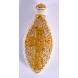 Royal Worcester rare parian scent bottle with an elaborate gilt crucifix design, verso with a gilt b