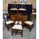 A Victorian mahogany drop leaf Dining table together with 6 chairs, chair 91cm high. Table 73x178x1