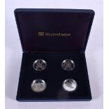 FOUR WESTMINSTER SILVER PROOF COINS. 37.6 grams. 2.75 cm x 0.25 cm.