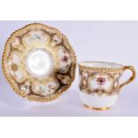 Royal Worcester coffee cup and saucer made for the Scottish Walker Clan having intricate gilding and